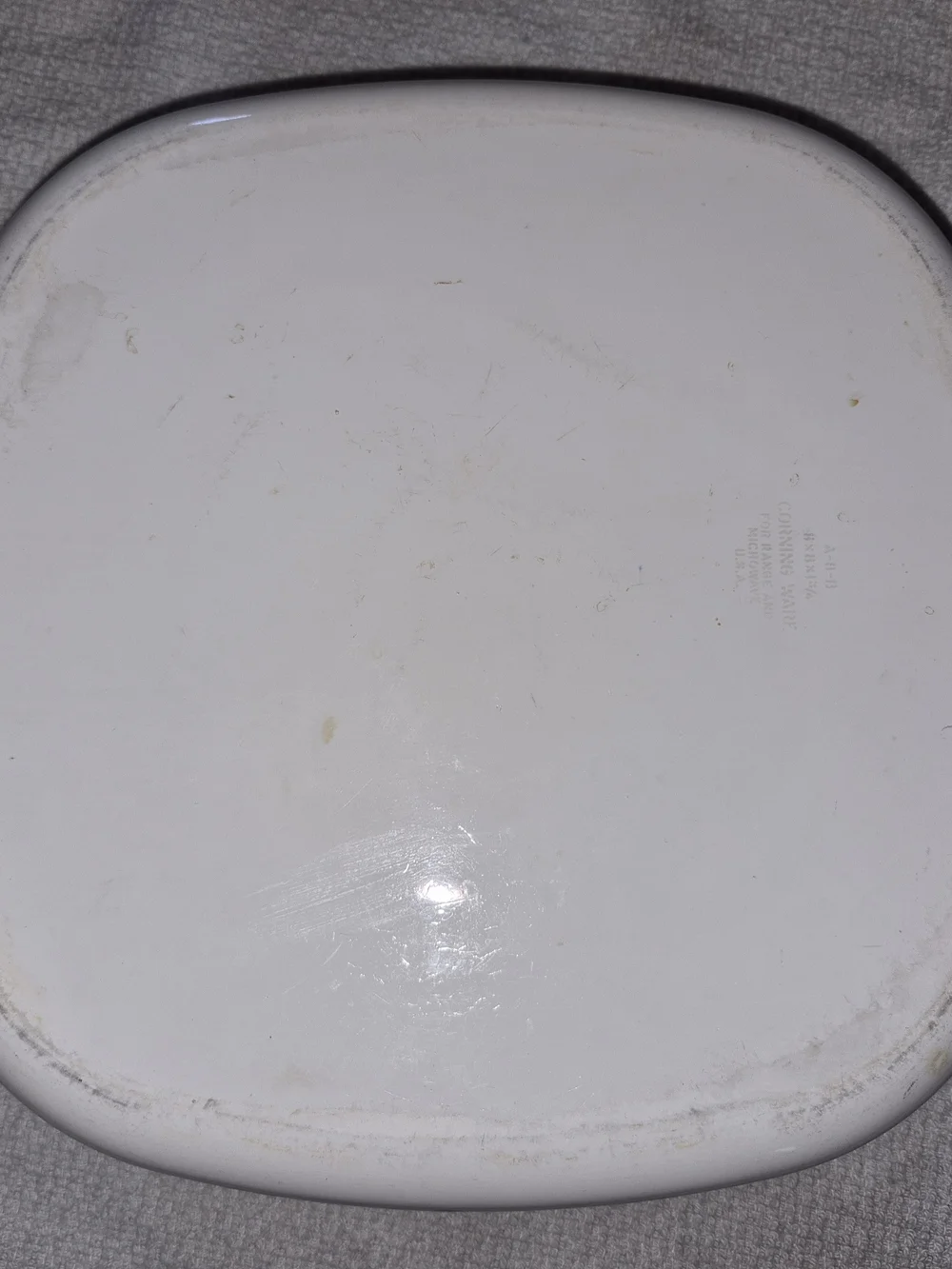 Corning Ware casserole dish in the 